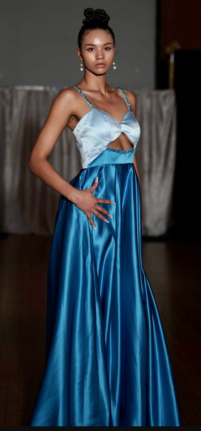DivineWear Sky-Blue and Teal Gown