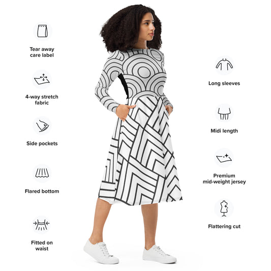 DivineWear Fall22 sleeve midi dress / White