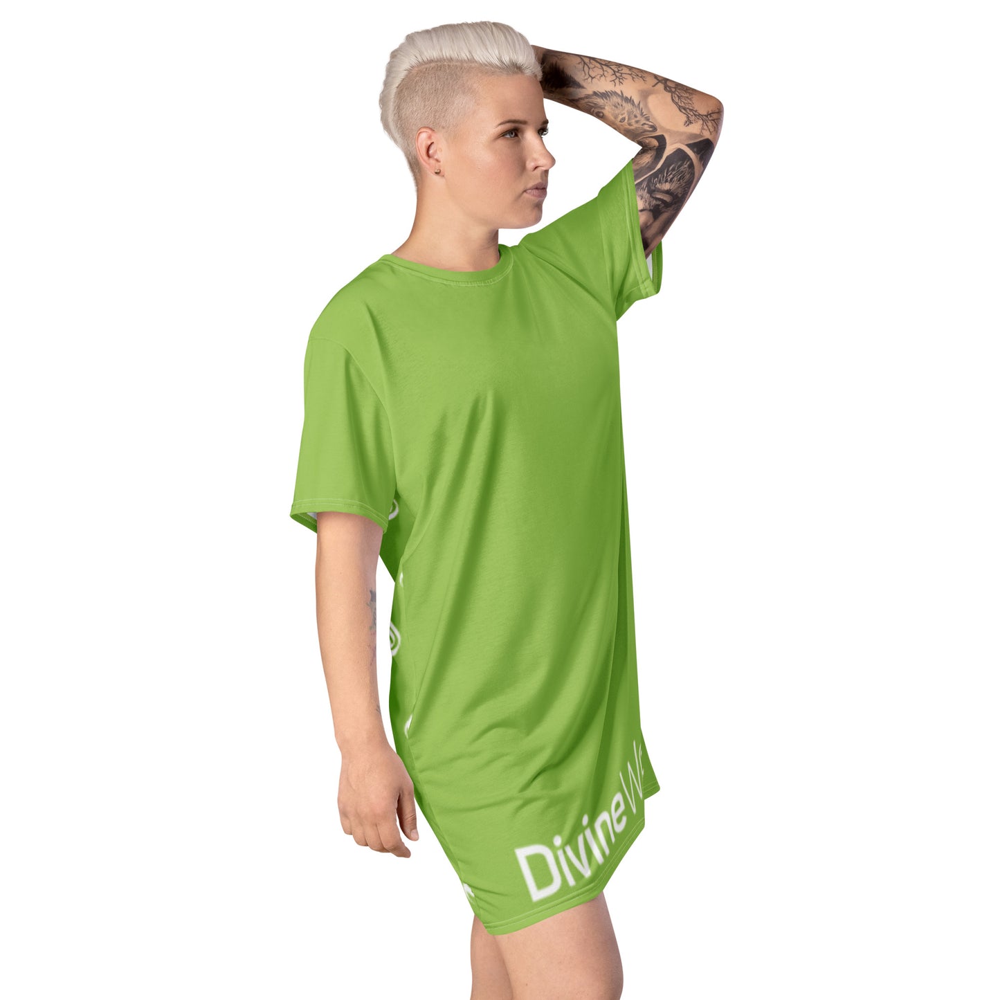 DivineWear SS22 T-shirt dress in Neon Green