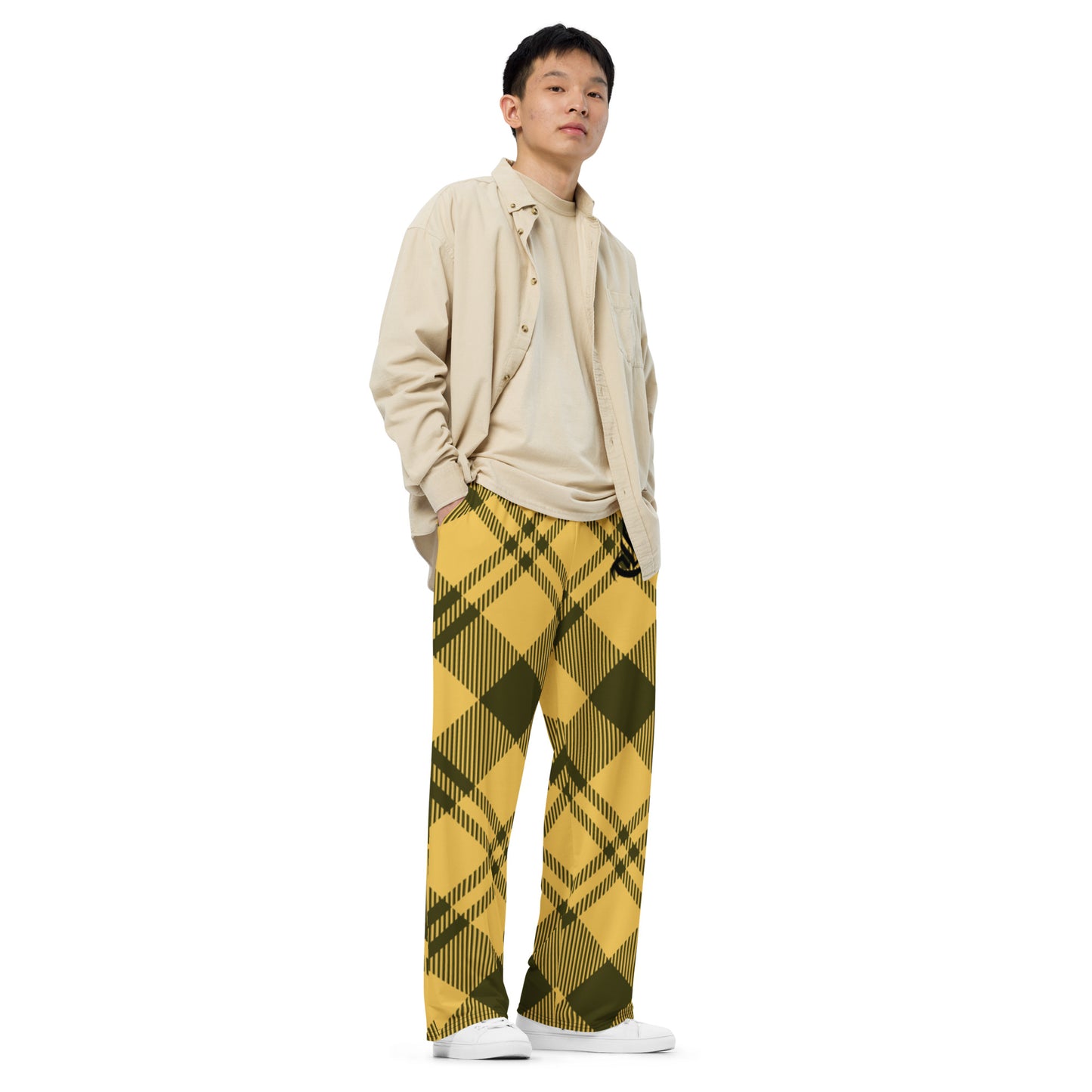 DivineWear Fall22 Plaid wide-leg pants in Yellow