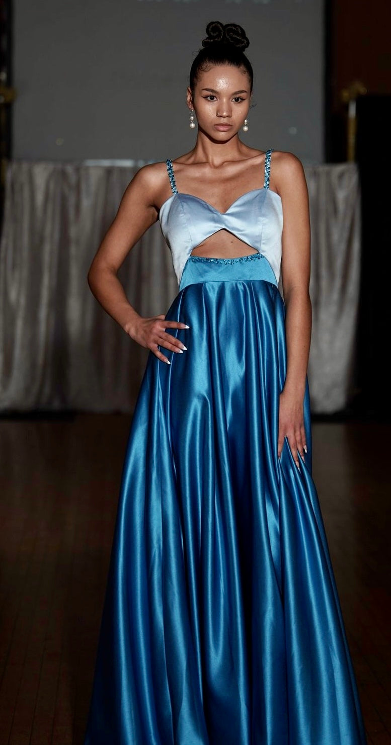 DivineWear Sky-Blue and Teal Gown