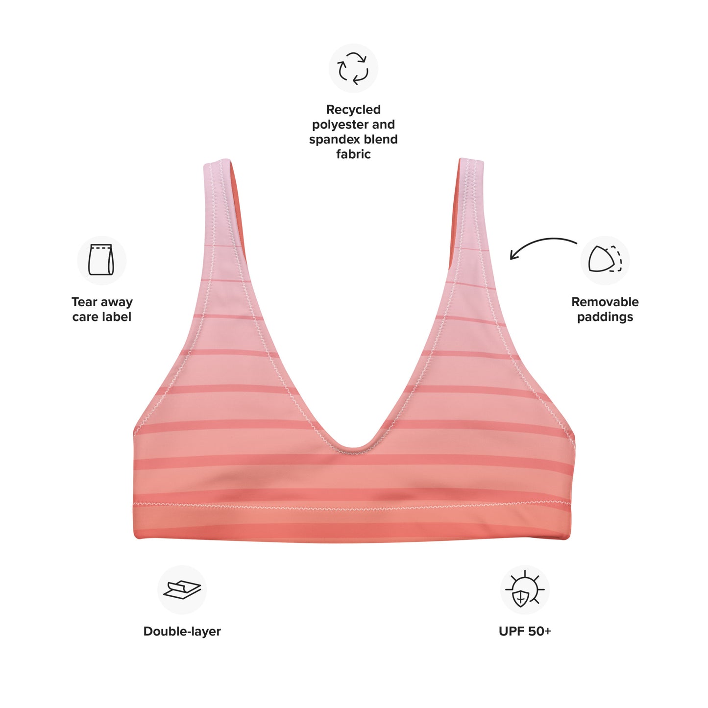 DivineWear Peach Orchard padded bikini top