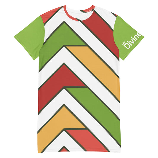 DivineWear Green Color Block T-shirt dress The Crown Collection