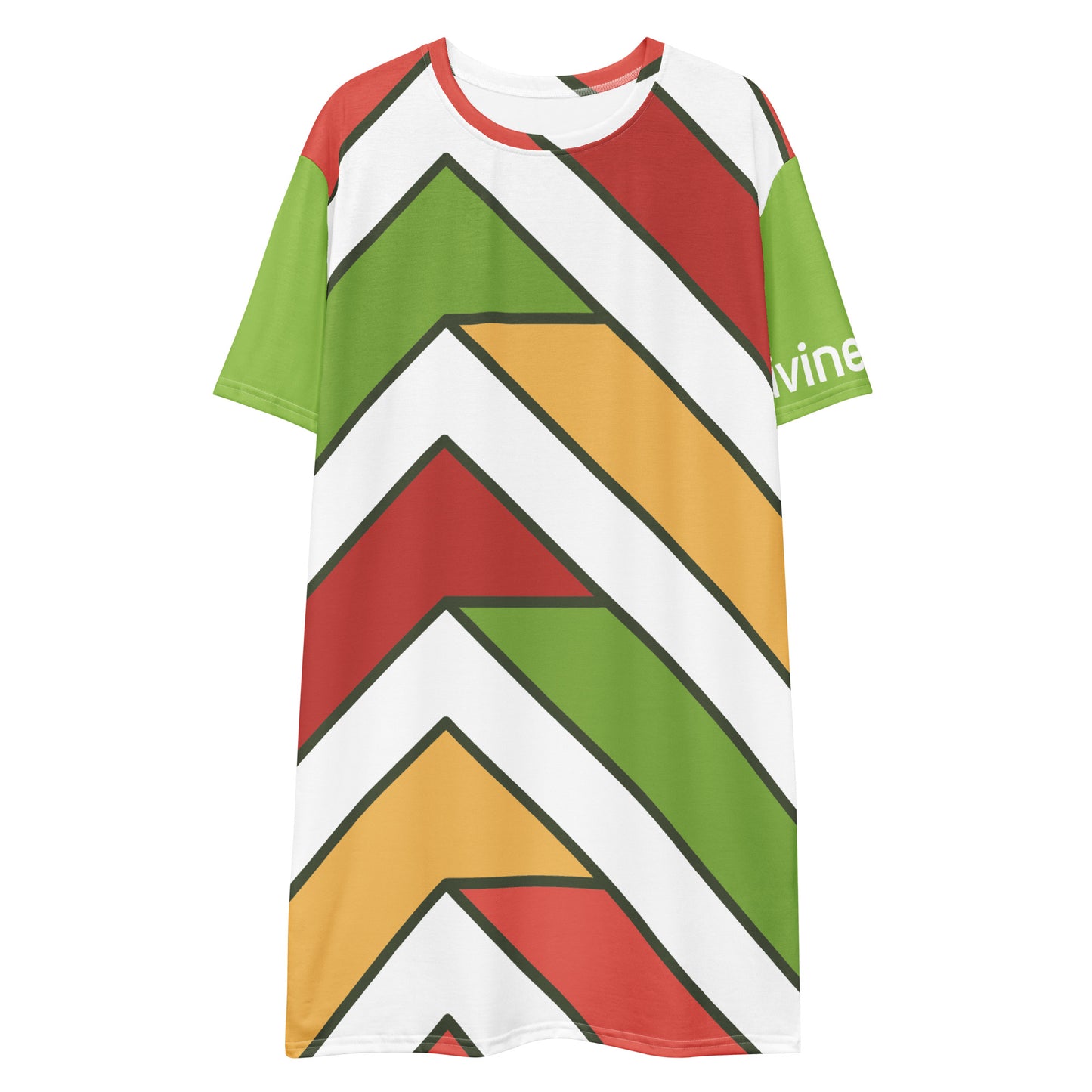 DivineWear Green Color Block T-shirt dress The Crown Collection