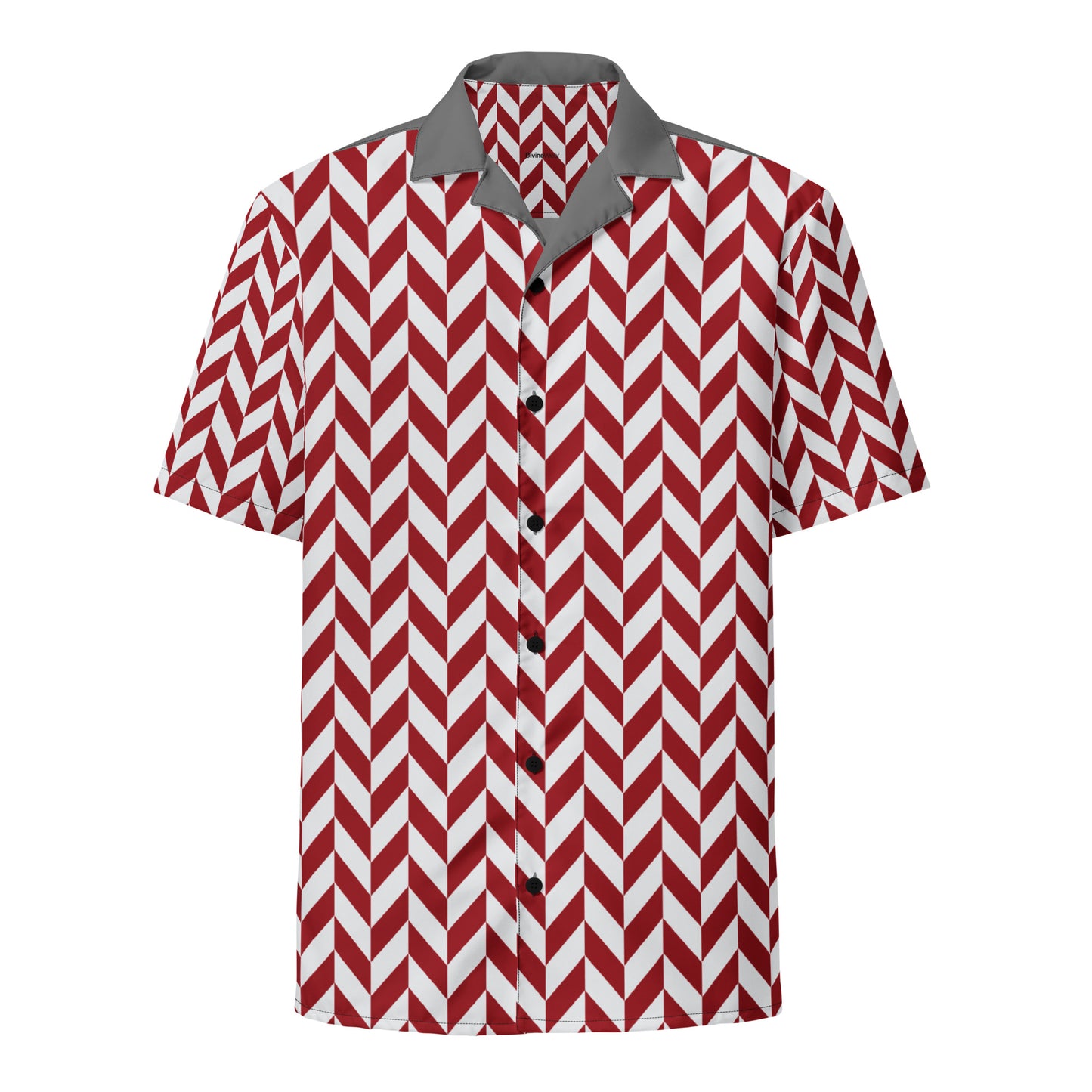 DivineWear Unisex button shirt Red/ Grey