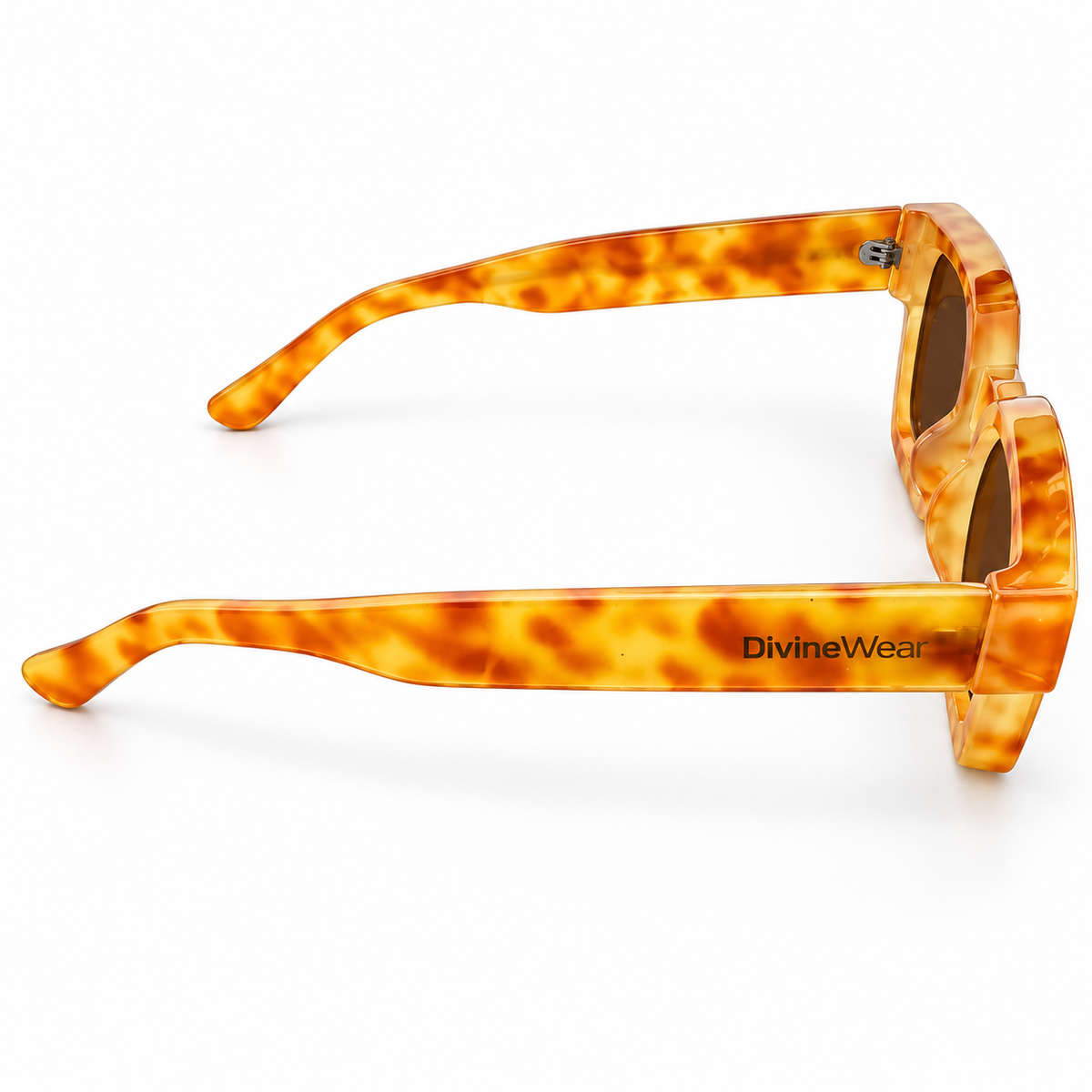 DivineWear Frames — Amber Tortoiseshell — logo side view