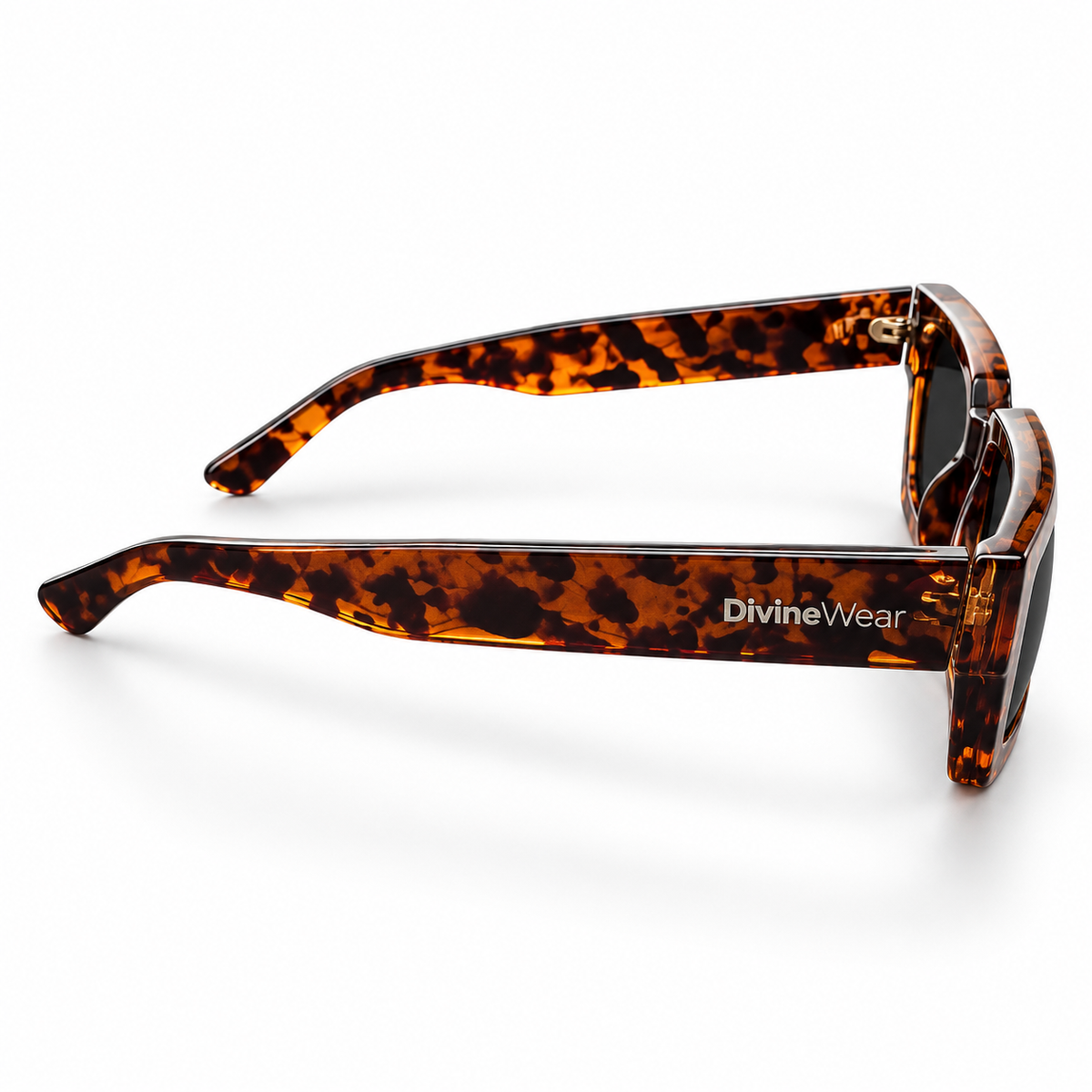 DivineWear Frames — Dark Tortoiseshell — logo side view