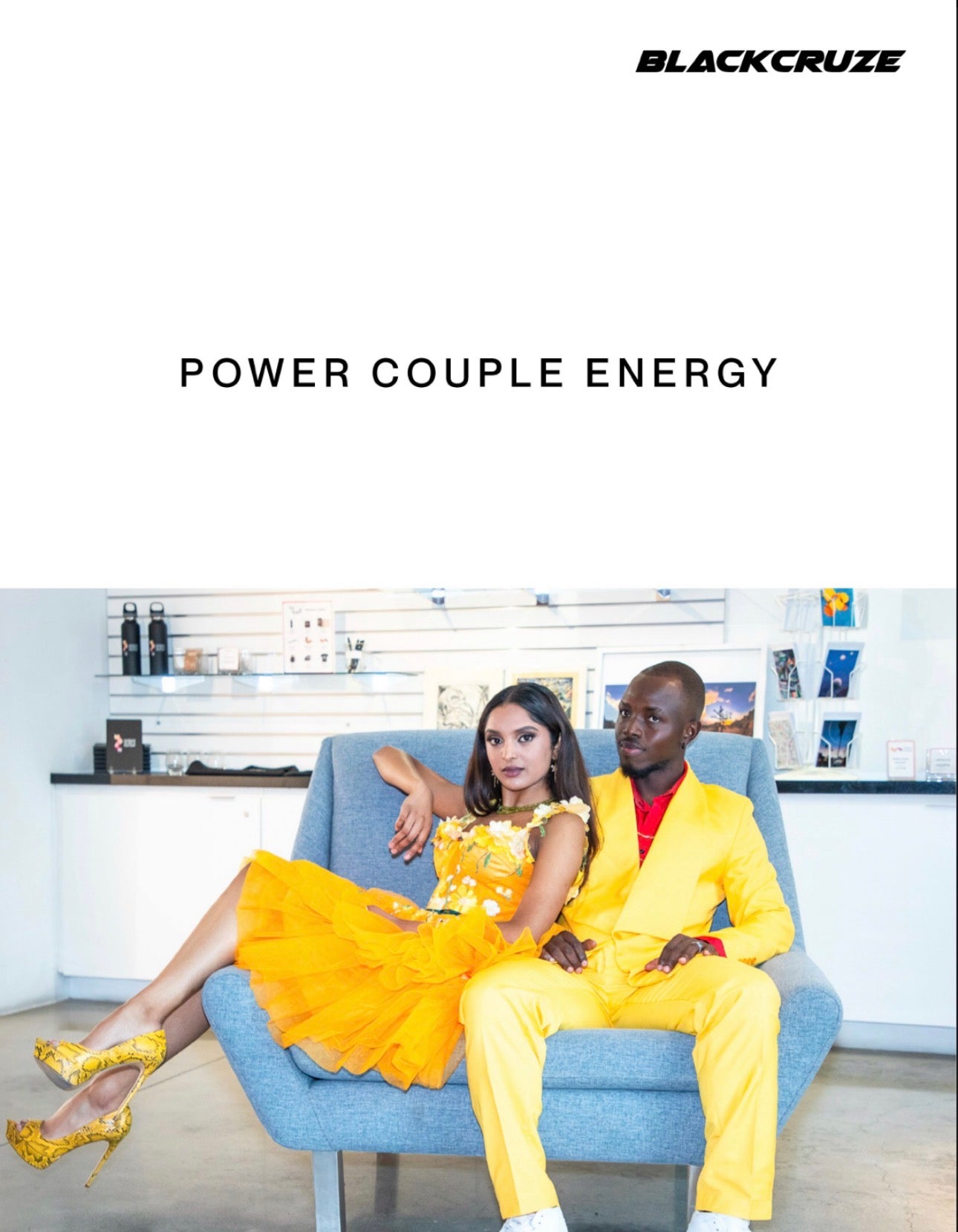BlackCruze editorial page titled Power Couple Energy featuring DivineWear designs