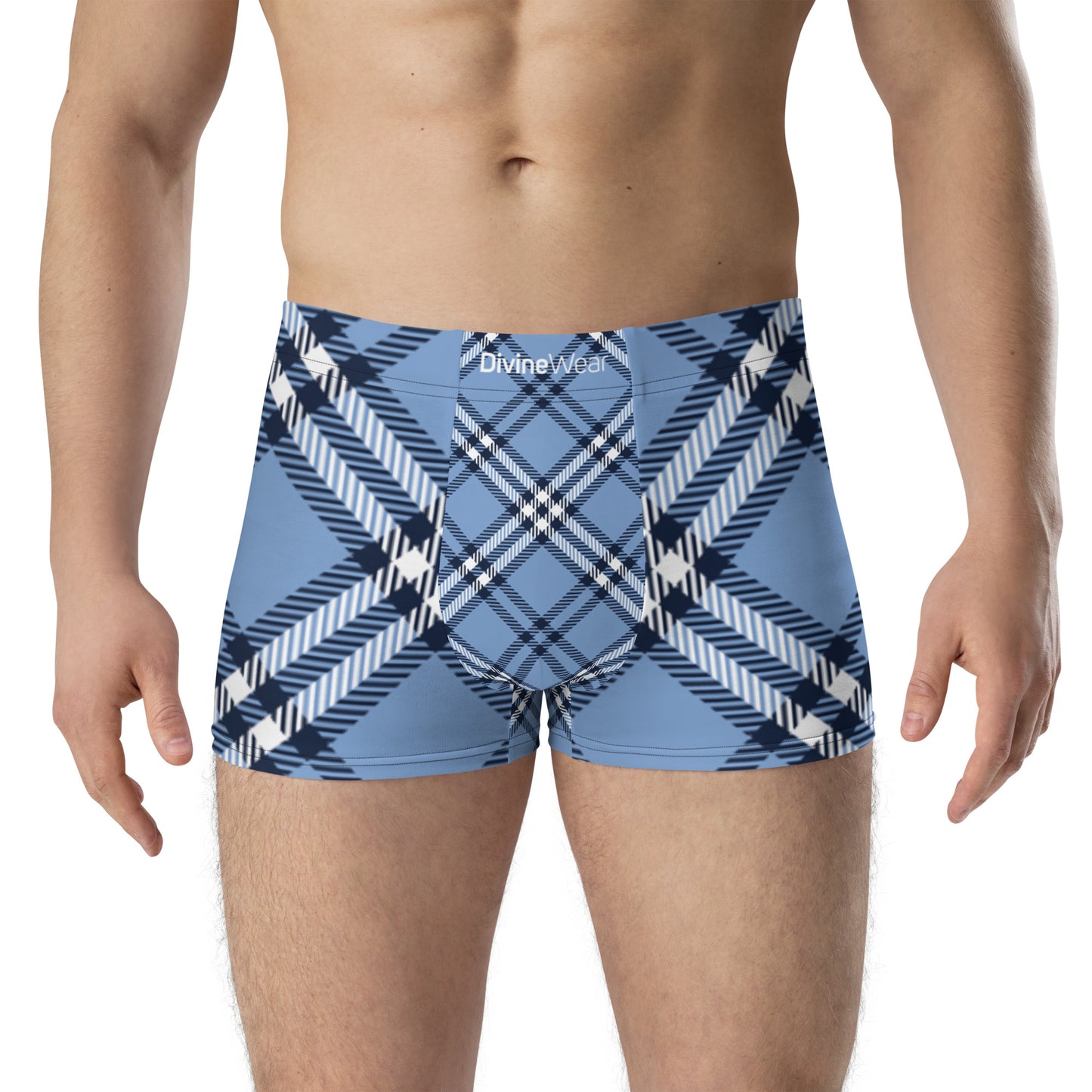 DivineWear Fall22 Plaid Sport Boxer Briefs / Blue