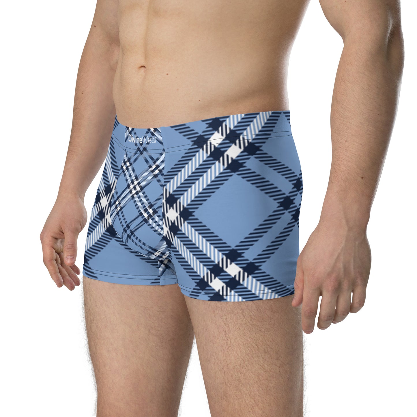 DivineWear Fall22 Plaid Sport Boxer Briefs / Blue