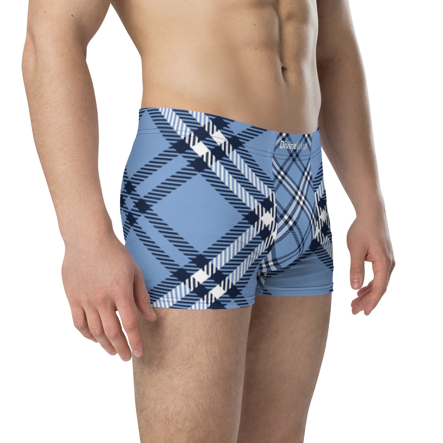 DivineWear Fall22 Plaid Sport Boxer Briefs / Blue