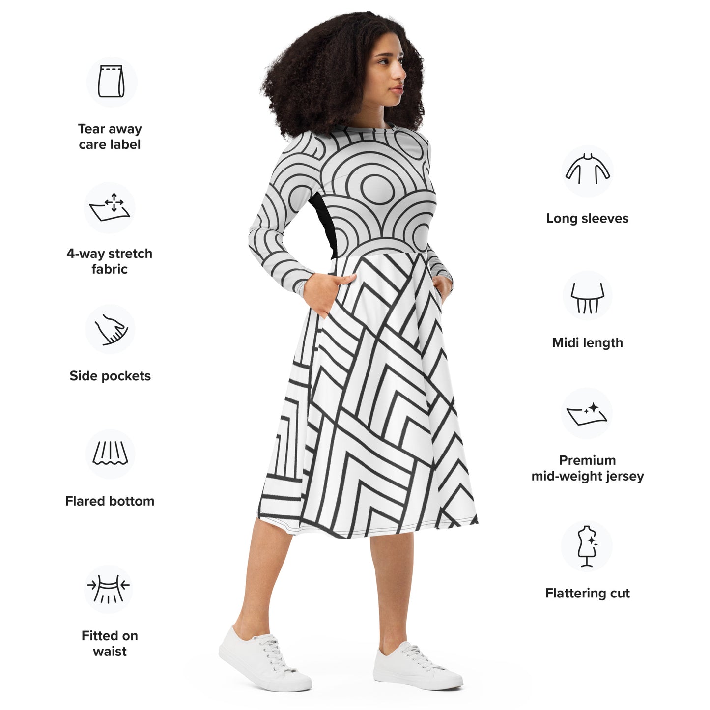 DivineWear Fall22 sleeve midi dress / White