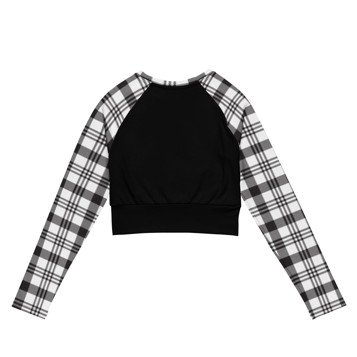 DivineWear FW22 long-sleeve crop top in Plaid /Black