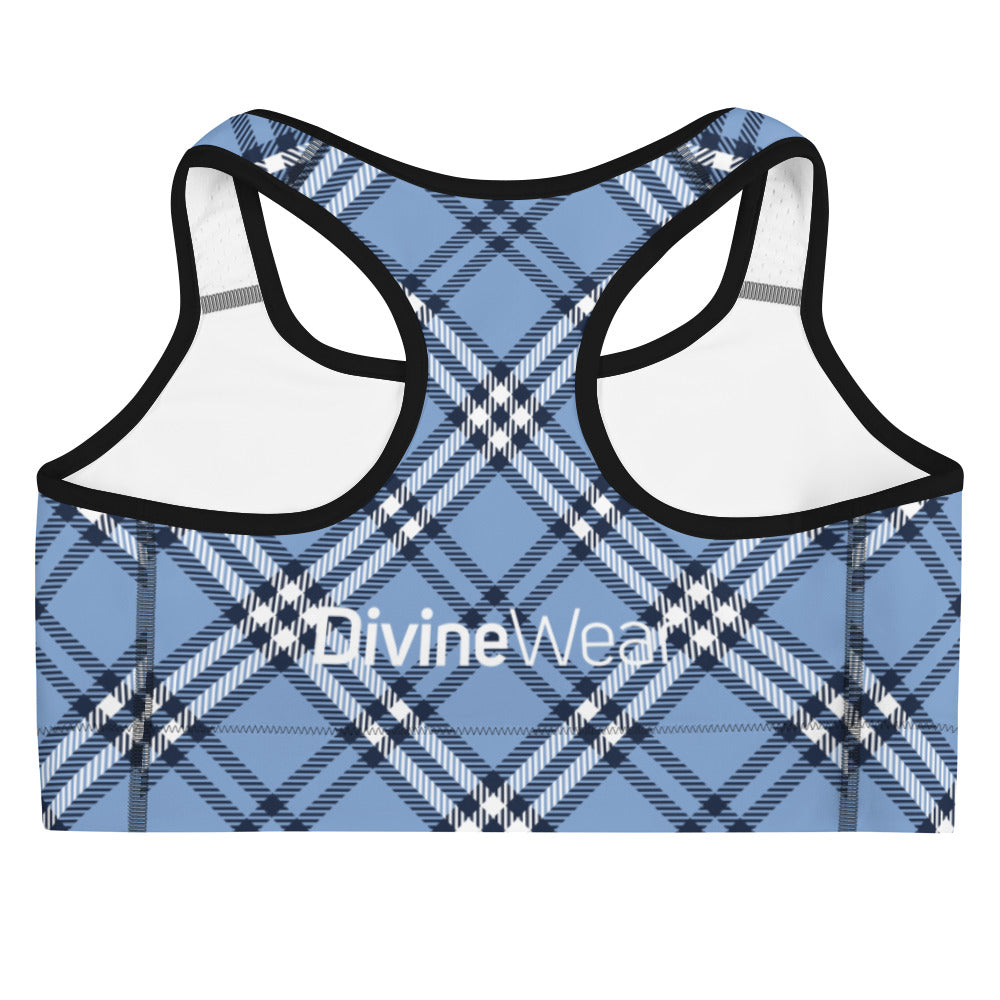 DivineWear Fall 22 Plaid Sports bra in blue