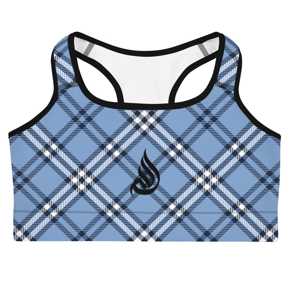 DivineWear Fall 22 Plaid Sports bra in blue