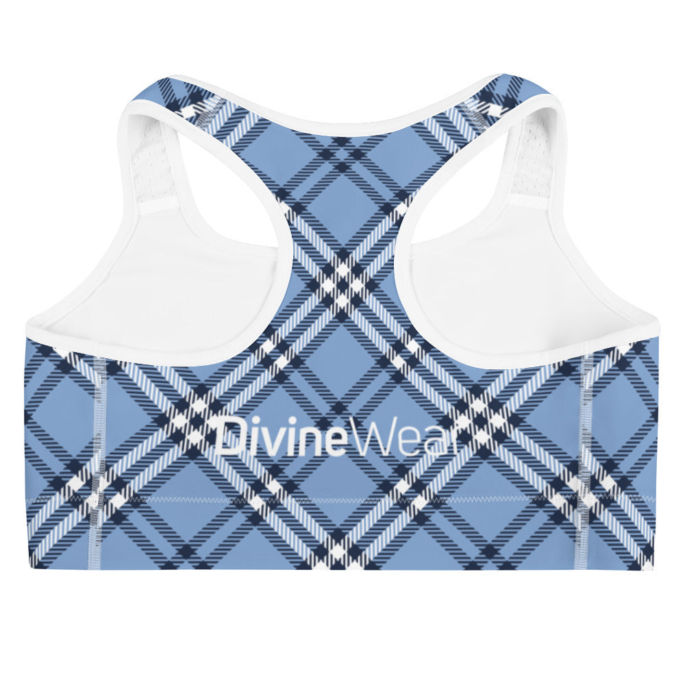 DivineWear Fall 22 Plaid Sports bra in blue
