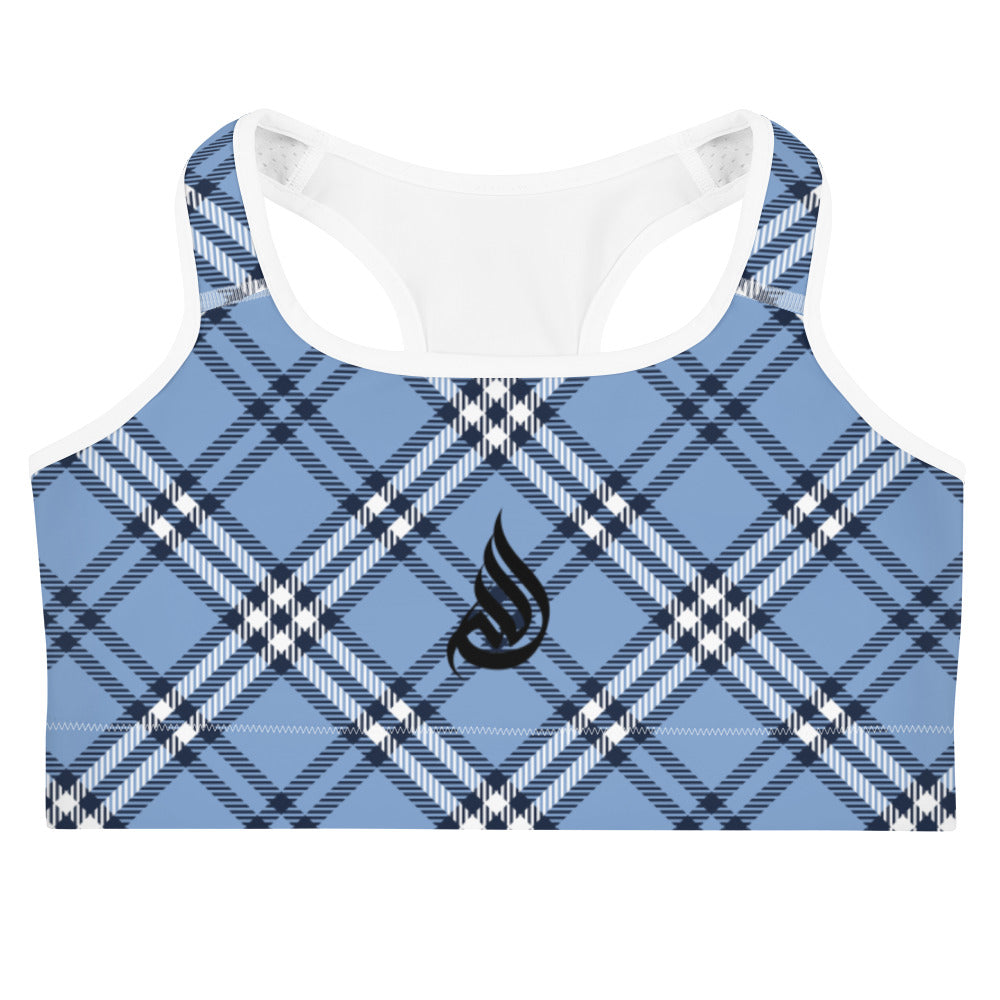 DivineWear Fall 22 Plaid Sports bra in blue
