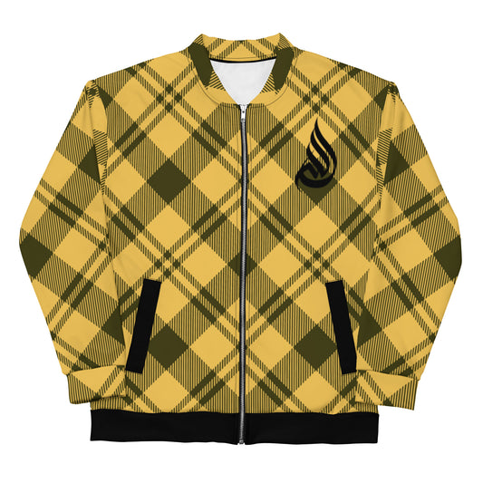 DivineWear Fall22 Plaid Bomber Jacket in Yellow