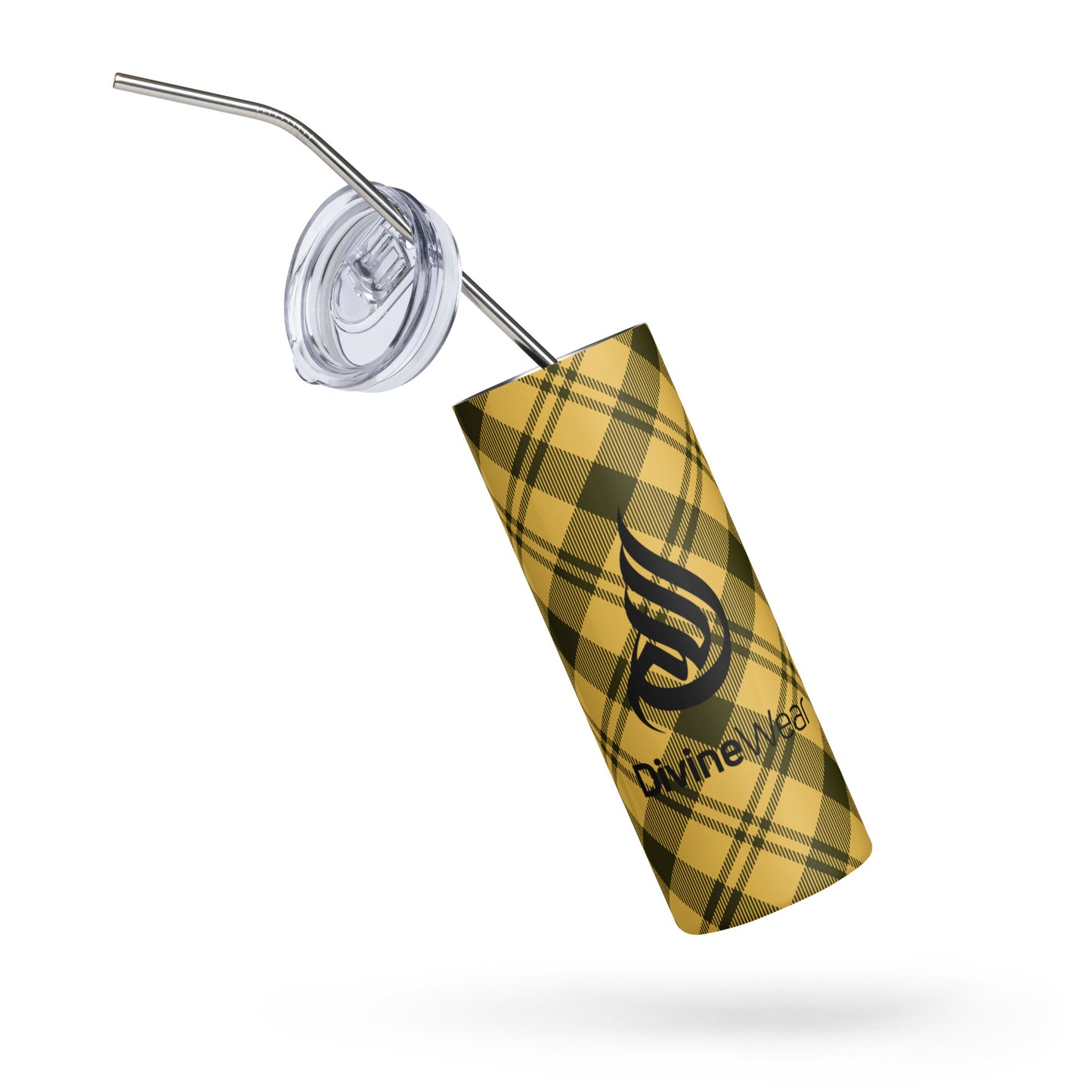 DivineWear Stainless steel tumbler FW22 Plaid Yellow