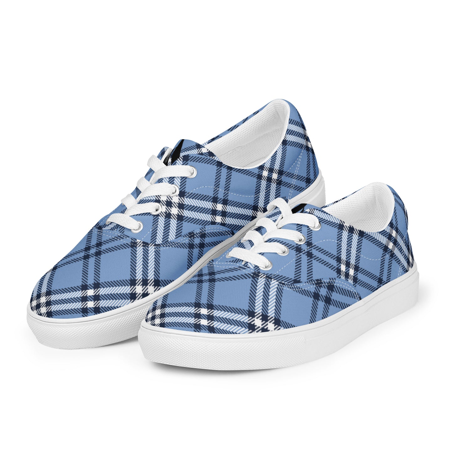 DivineWear Fall22 Women’s Plaid lace-up canvas shoes in blue