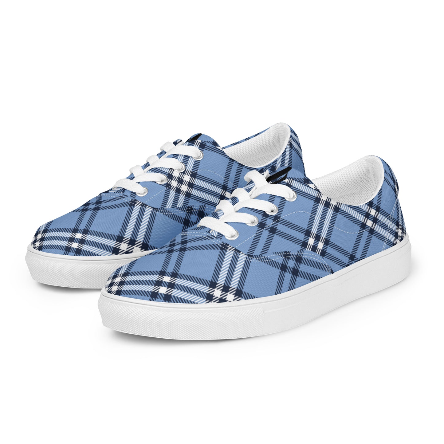 DivineWear Fall22 Women’s Plaid lace-up canvas shoes in blue