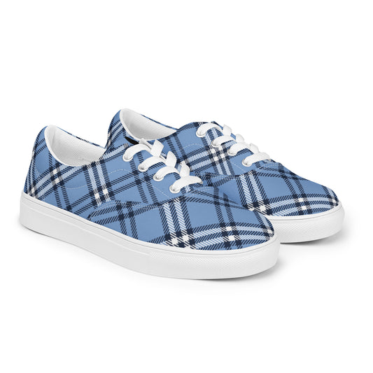 DivineWear Fall22 Women’s Plaid lace-up canvas shoes in blue